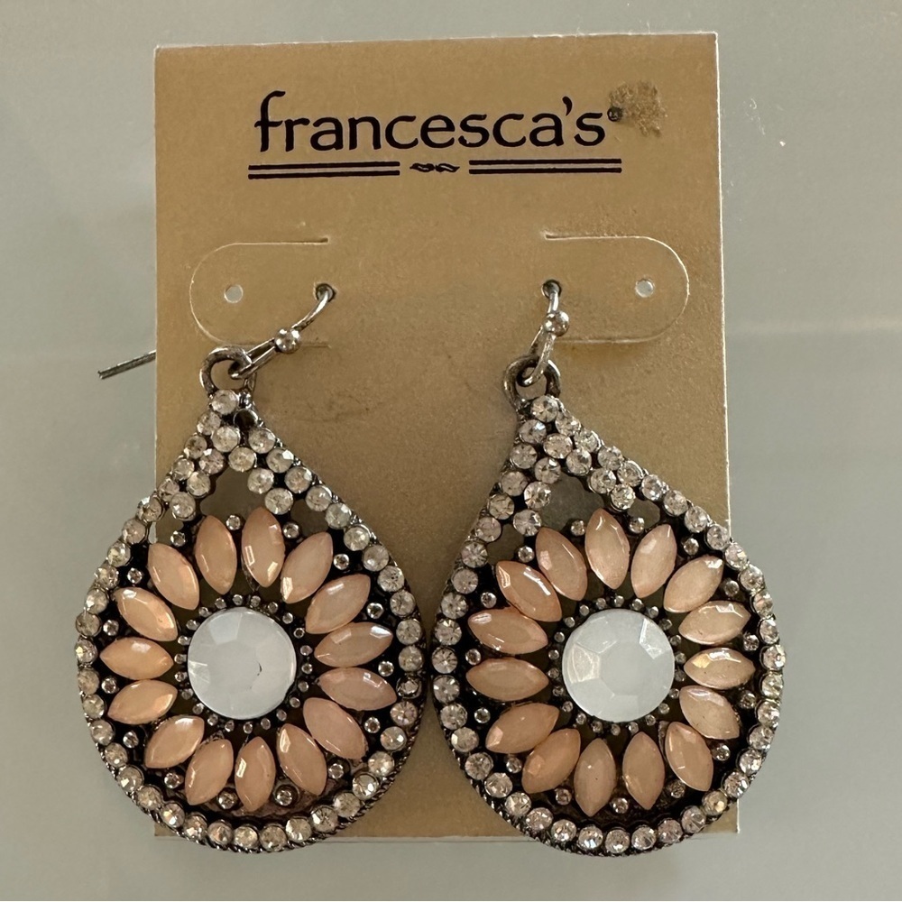 Francesca's Collections Pink and Silver Earrings - Picture 2 of 5